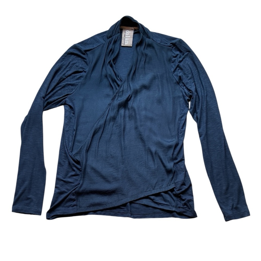 Dolan Anthropologie Women’s Blue Faux Wrap Top Size Large